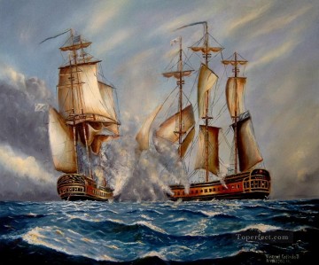 Sea Battle after Someone Filipino Oil Paintings